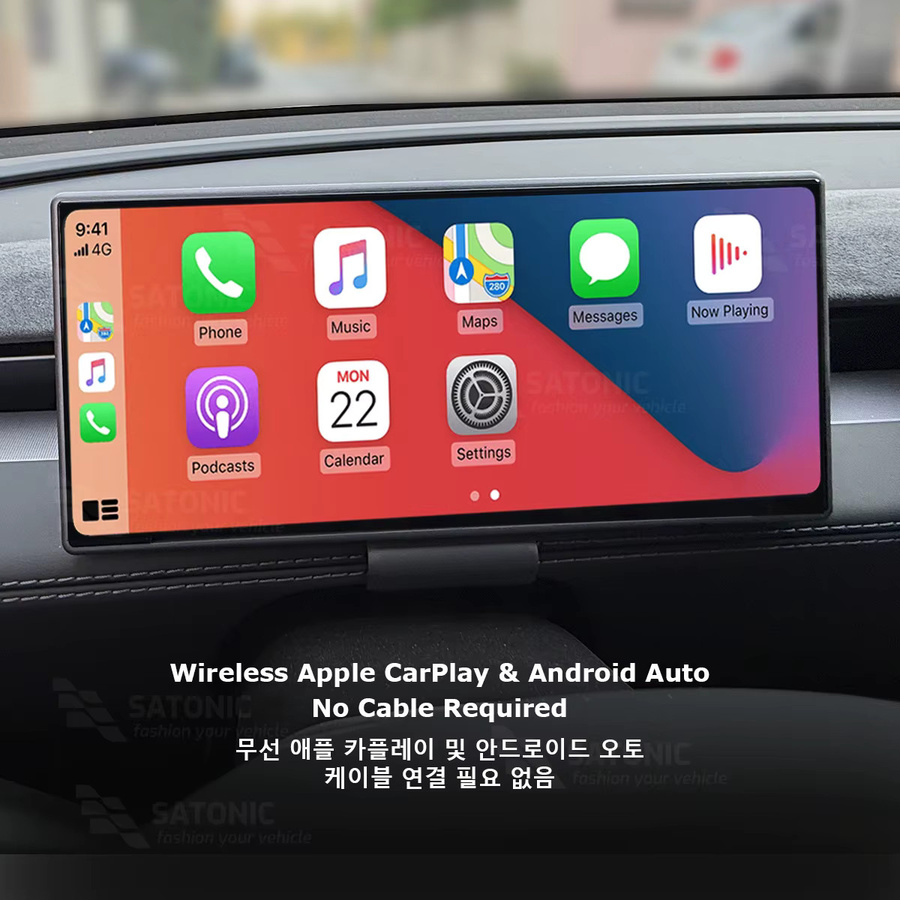 SATONIC Smart-Dashboard-Bildschirm 8,9 Zoll für Tesla Model Y und Model 3 Highland sowie Juniper, unterstützt CarPlay und Android Auto, Schwarz, ST89MAX - Bild 5