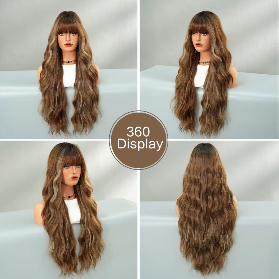 7JHH WIGS Perücke, Lange Wasserwellen, Braun, Synthetik, Damen - Bild 3