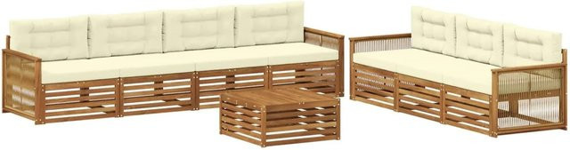 vidaXL Outdoor-Sofagarnitur aus Akazienholz mit 8-teiligem Set in Natur und Creme - Bild 1