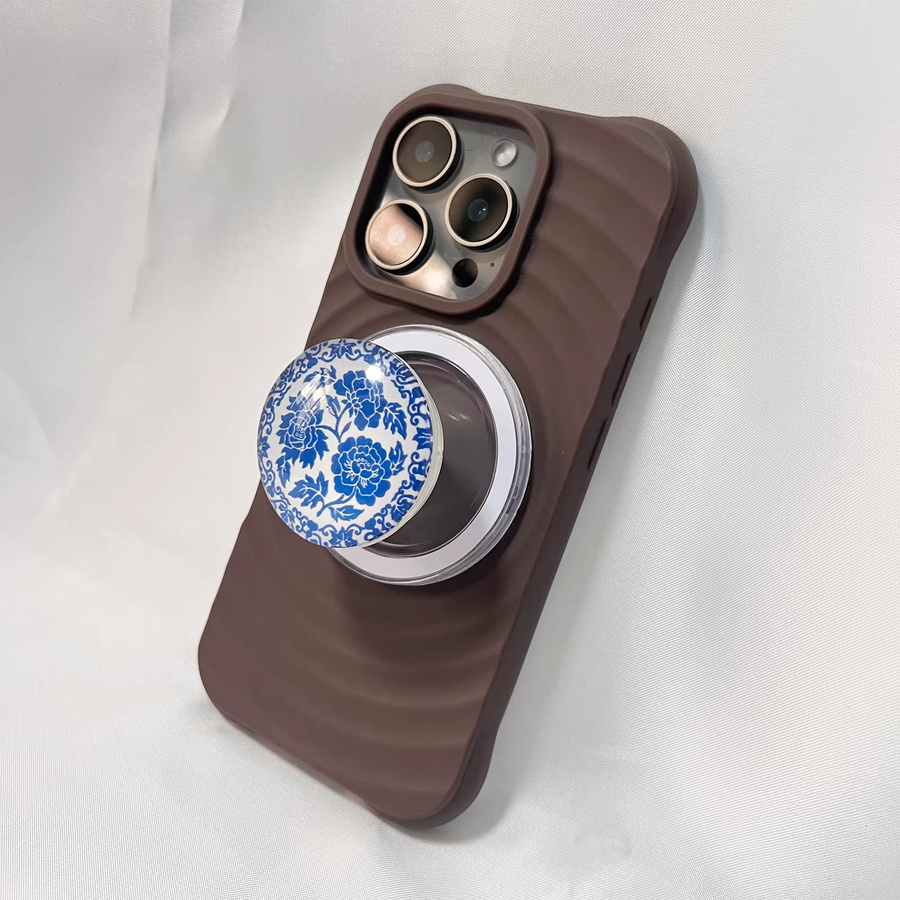 3D-Kristallkugel Handyhalterung mit Magnetständer und blauen Blumen für iPhone 17 Pro Max und 16 Pro Griptok in Blau - Bild 2