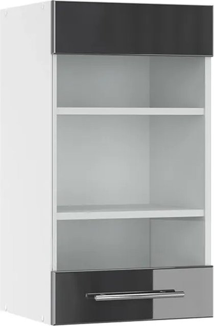 Vicco Küchen-Hängeschrank Fame-Line mit Glastüren in Anthrazit und Weiß Hochglanz, Breite: 40 cm - Bild 2