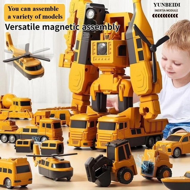 YUNBEIDI Magnetische Verformung Engineering Auto Roboter Baustein Spielzeug Set - Bild 1