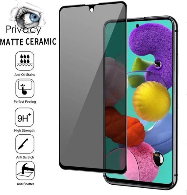 Samsung Anti-Spionage Sichtschutzfolie für A53 A52 A72 A51 A71 A32 A21 A50 A70 A52S A73 S21 S22 Plus S20 FE S21 FE in Schwarz - Bild 1