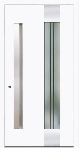 KNOCK Aluminium-Haustür ODESSA in Weiß mit Glaseinsatz und RC2-Schutz - Bild 1