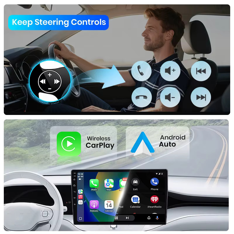 Junsun Wireless CarPlay und Android Auto Autoradio für Kia Rio Mk3 (UB) 2011-2017 mit GPS Navigation, WiFi, Bluetooth, DSP, RDS und IPS Touchscreen in Schwarz - Bild 3