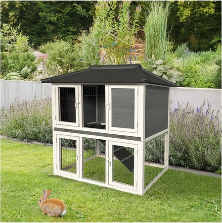 HOME DELUXE Kaninchenstall TOCA aus Fichtenholz in Weiß, B/T/H: 115 x 115 x 115 cm