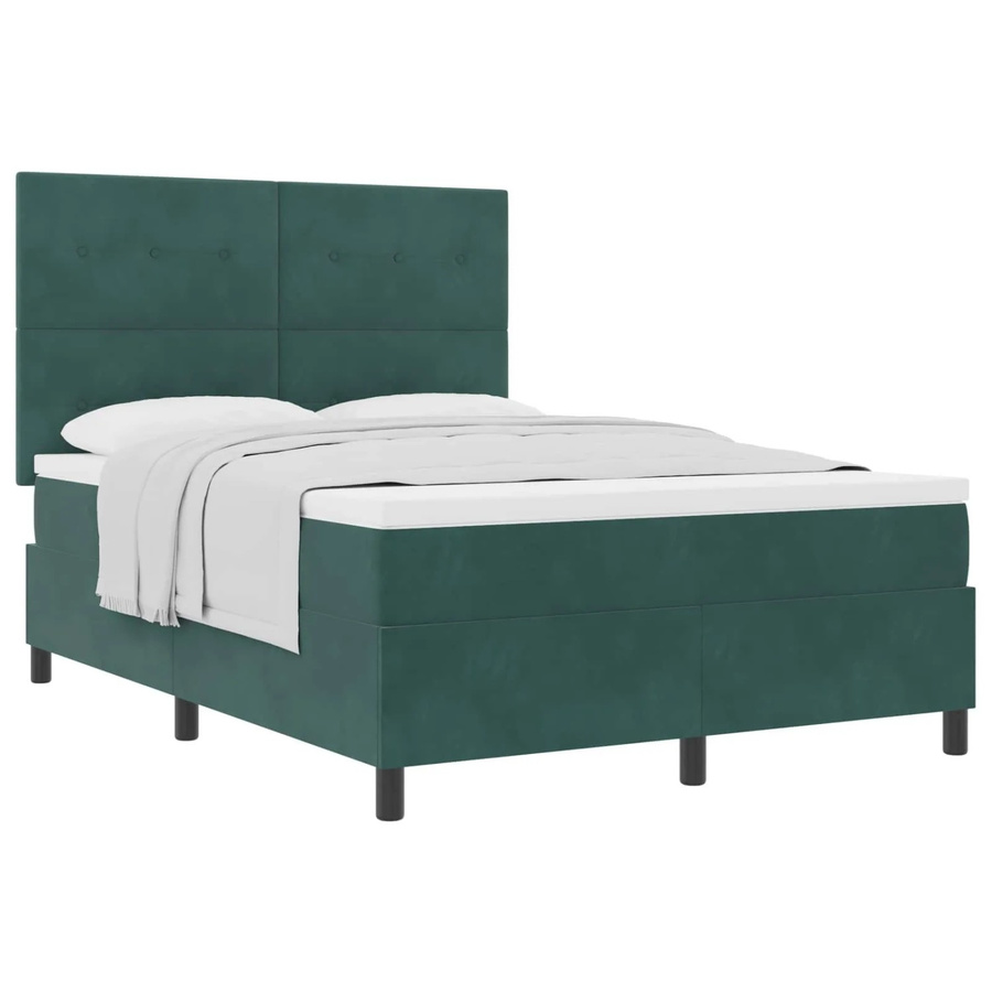 vidaXL Boxspringbett mit Matratze und Taschenfederkern in Dunkelgrün, B/T/H: 140 x 200 x 28 cm - Bild 2