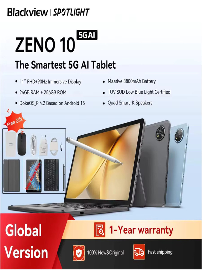 Blackview ZENO 10 5G AI Android 15 Tablet mit 11 Zoll FHD+ 90Hz Display, T8200 Octa-Core und Bluetooth in Schwarz und Blau - Bild 6