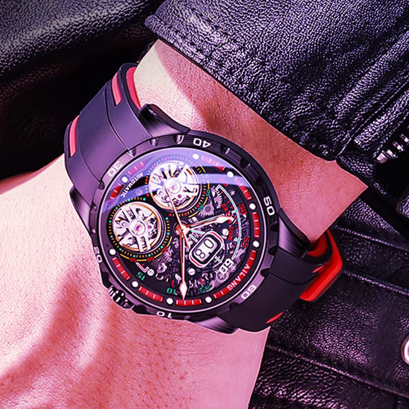 AILANG Armbanduhr, Doppel Tourbillon, Automatik, Edelstahl, Silikon, Herren - Bild 2