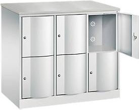 C+P Schließfachschrank Resisto in Lichtgrau mit 6 Fächern und 3 Abteilen, B/T/H: 114,8 x 64,0 x 107,7 cm - Bild 1