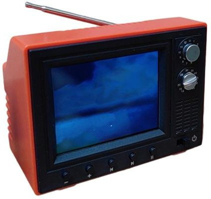 Zoeneed Mini-TV, Miniaturmöbel, Maßstab 1/12, mit drehbarer Antenne, USB-wiederaufladbarer Akku - Bild 1