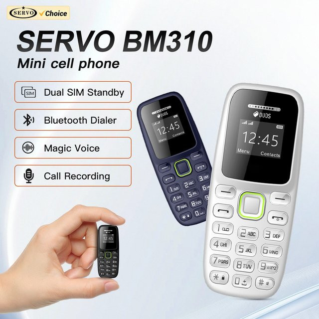 SERVO BM310 Super Mini Mobiltelefon 2G GSM Dual-SIM mit Bluetooth und 0,66 Zoll Display in Weiß - Bild 1