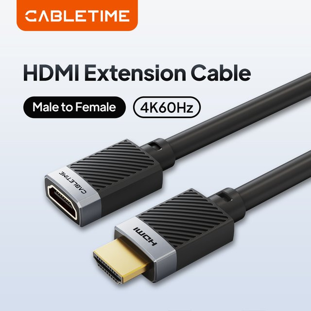 CABLETIME HDMI 2.0 Adapter Stecker auf Buchse in Schwarz für 4K 60Hz HDMI-Verlängerung von Switch, PS4, TV-Box und Laptop - Bild 1