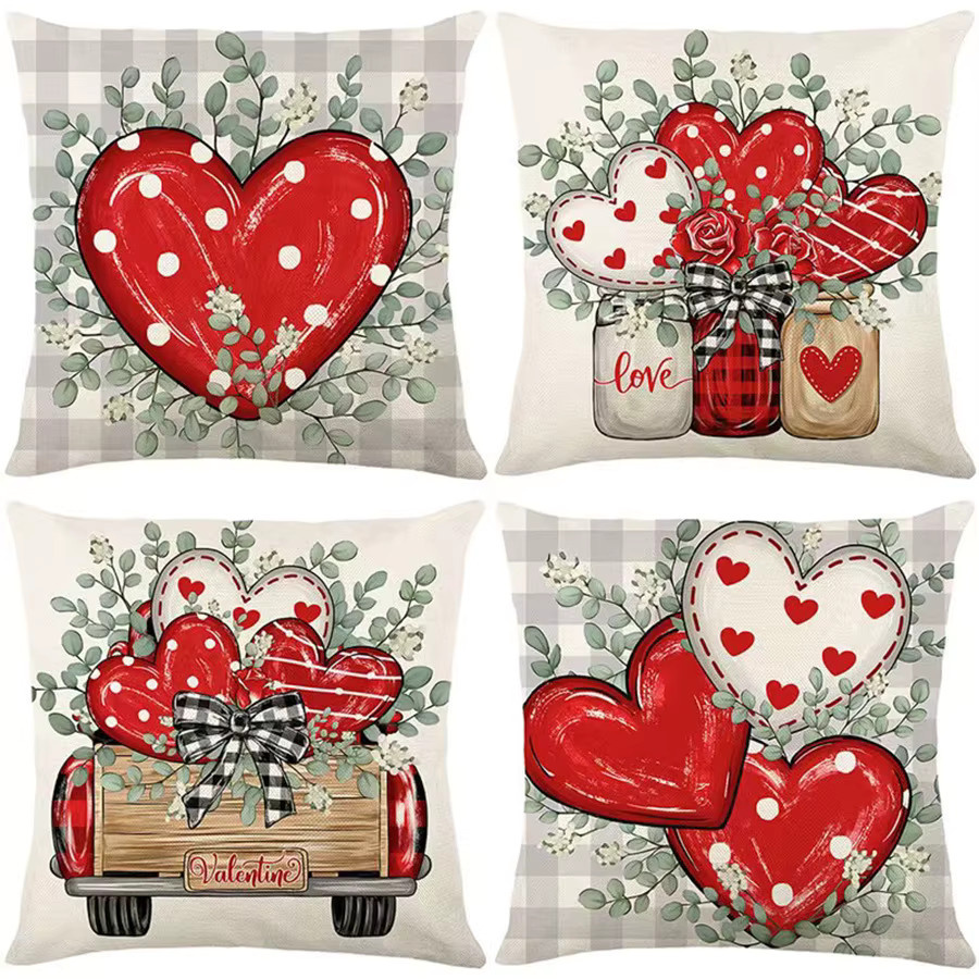 VIKAMA Valentinstag Kissenbezug in Herzform, rot, quadratisch, Breite: 40 cm - Bild 2