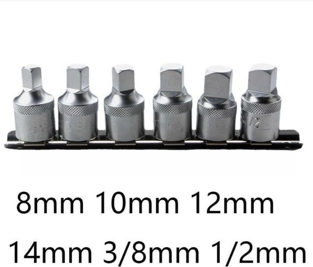 Vibratite 6-teiliges professionelles Ölwannen-Auslassstopfen-Schlüsselwerkzeug-Set mit 1/2 Zoll Antriebsadapter und Ständer in Silber - Bild 1