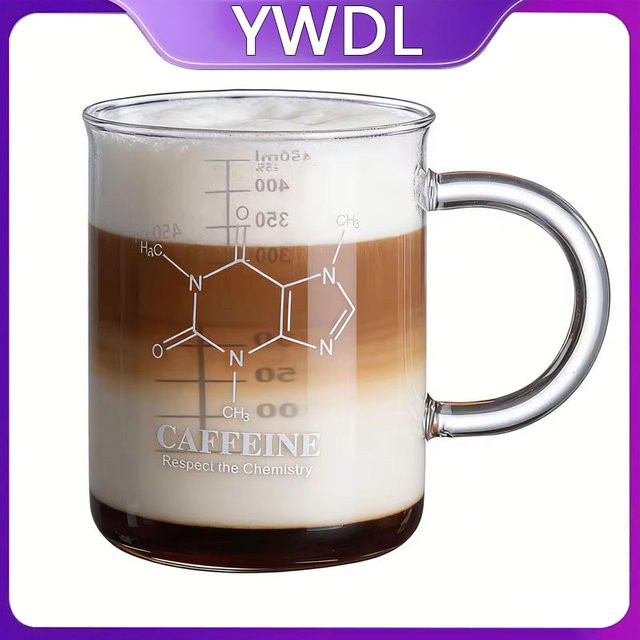 YWDL Messbecher aus Borosilikatglas mit Griff und Skala, transparent, 450 ml - Bild 1