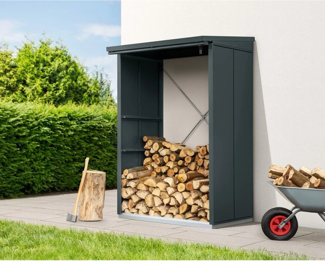 Ecostar Kaminholzregal Elegant-V aus Metall in Anthrazitgrau, B/H/T: 112,7 x 198 x 102,5 cm - Bild 1