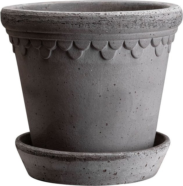 Bergs Potter Blumentopf The Københavner Raw Pot mit Untersetzer, Grau, Durchmesser: 14 cm, Höhe: 11,5 cm - Bild 1