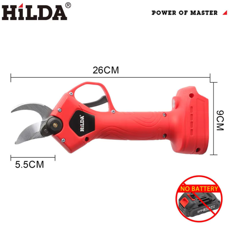 HILDA Elektrische Gartenschere in Rot mit Sicherheitsdesign als kabelloser Astschneider für Makita LXT 18V Akku - Bild 3