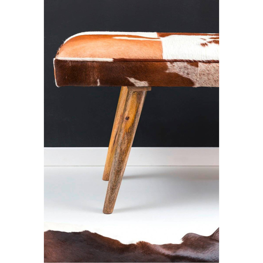 Wohnling Sitzbank aus Mango-Holz und Leder in Beige und Braun, B/H/T: 120 x 52 x 40 cm - Bild 2