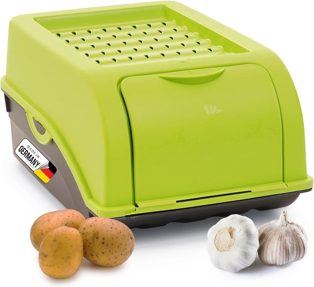 Novaliv Kartoffel- und Zwiebelaufbewahrungsbox aus Kunststoff, Grün, 3,5 l, stapelbar - Bild 1