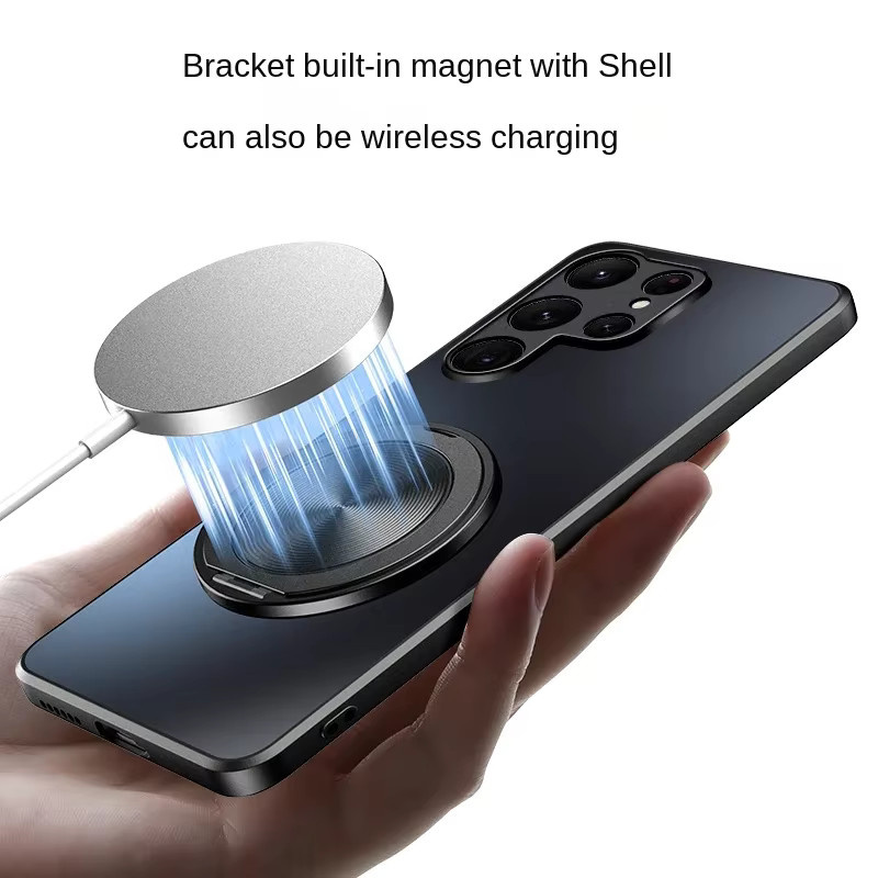 Stoßfeste MagSafe Hülle für Samsung Galaxy S26 S25 S24 S23 S22 Ultra mit Magnetring und Ringhalter in Schwarz - Bild 3