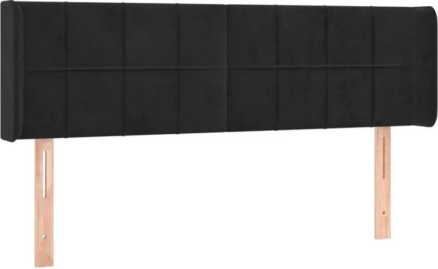 vidaXL LED Kopfteil aus Samt in Schwarz mit USB-Ladeport und integrierter Beleuchtung, B/T/H: 147 x 16 x 78/88 cm - Bild 1