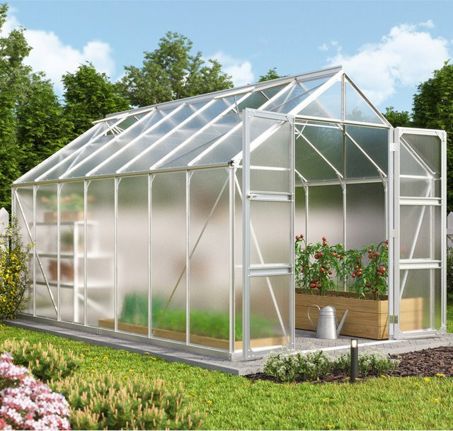 Vitavia Gewächshaus Domus 11500 in Silber aus Aluminium und Polycarbonat mit 11,5 m² Fläche und Satteldach - Bild 1
