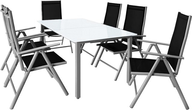 Casaria Garten-Sitzgruppe Bern 7-teilig in Silber aus Aluminium mit Milchglas - Bild 1