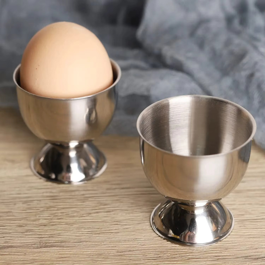 Eierbecher-Set aus Edelstahl in Silber für Frühstück und Brunch - Bild 3
