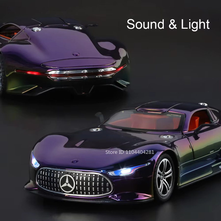 MAKEDA Vision GT 300SL Sportwagen Modell, 1:24, Druckguss Legierung, mit Sound und Licht, Zurückziehen, Türen geöffnet - Bild 1