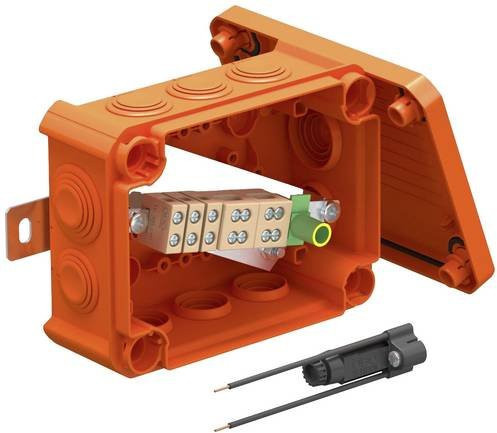OBO Bettermann Abzweigkasten mit Schraubklemmen, halogenfrei, orange, B: 11,6 cm, L: 15,0 cm - Bild 1