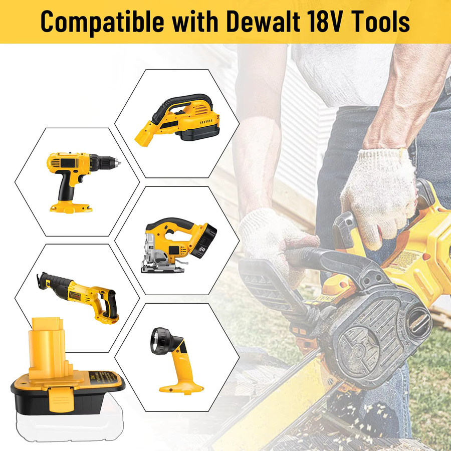 DM18D Akku-Adapter mit USB-Konvertierung für DeWalt 20 V und Milwaukee 18 V Li-Ionen-Akkus sowie DeWalt NiCad und NiMh Akku-Elektrowerkzeuge - Bild 3