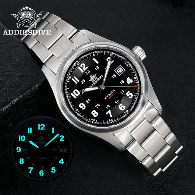 ADDIESDIVE Armbanduhr, Automatik, Edelstahl, 39 mm, Schwarz, Herren - Bild 1