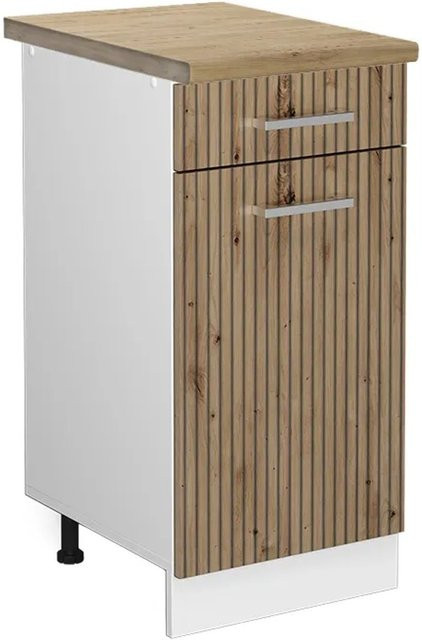 Vicco Küchenunterschrank R-Line Schubladenschrank in Artisan-Eiche und Weiß, B: 40 cm, H: 81,6 cm, T: 60 cm - Bild 1