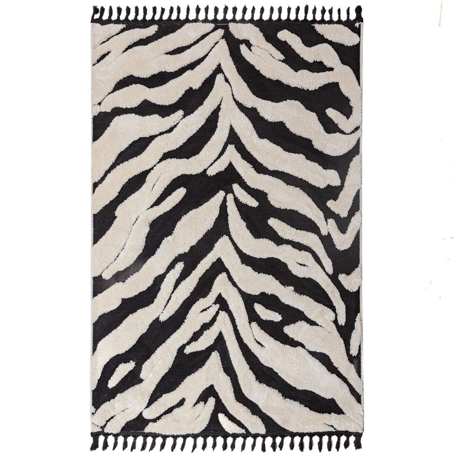 Flair Rugs Hochflorteppich Esra Zebra in Schwarz-Weiß mit Animal-Print und High-Low-Effekt, B: 300 cm, T: 200 cm - Bild 2
