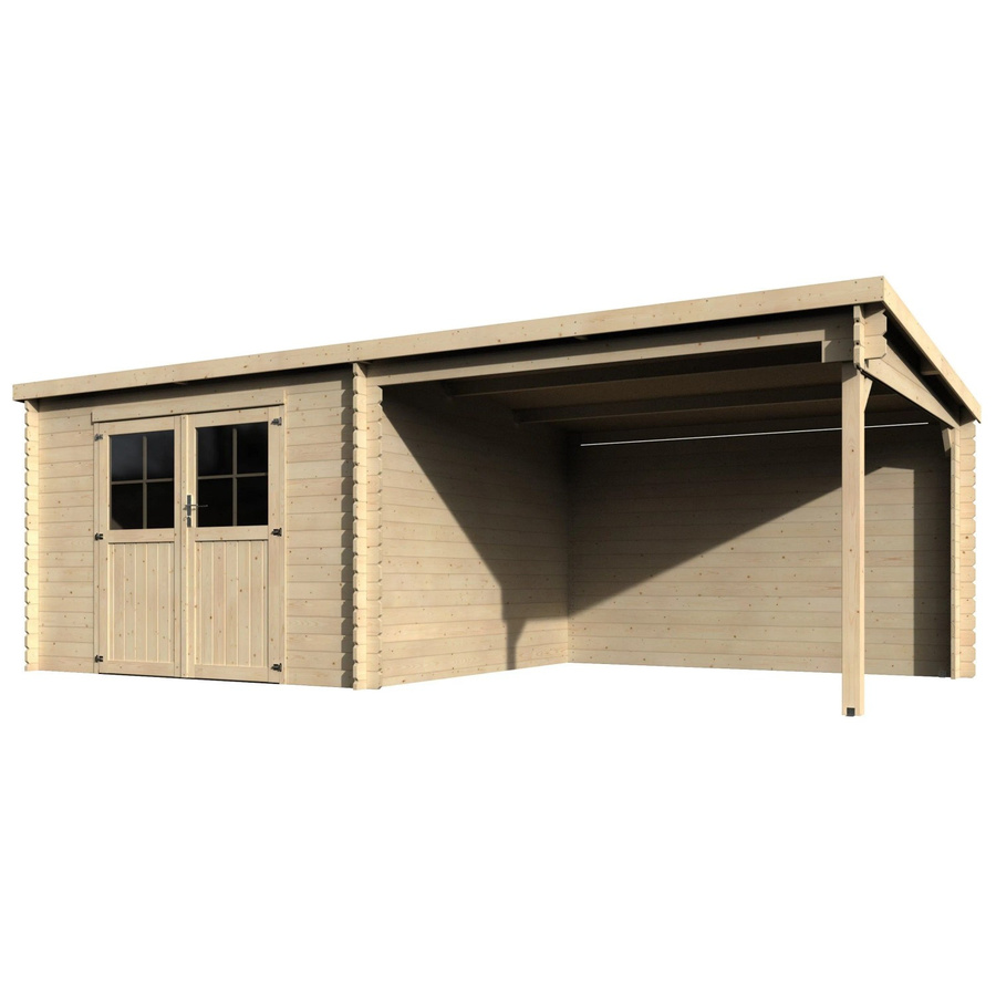 Decor et Jardin Gartenhaus Eden Pultdach aus Holz in Blockbohlenbauweise unbehandelt B: 632 cm, T: 303 cm, H: 213 cm - Bild 2