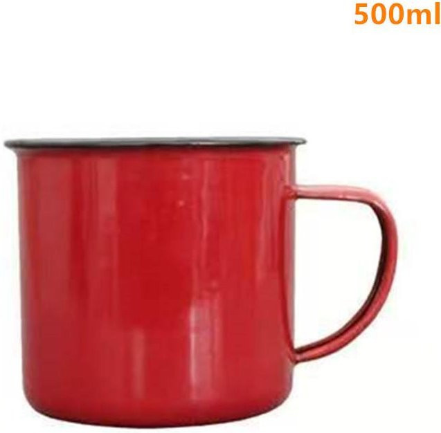 Yaye Vintage Emaille Tasse mit Henkel, Rot, 500 ml - Bild 1