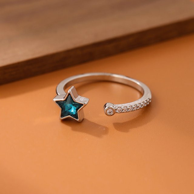GaGa-Duck Ring 925 Silber, Kristall, blau, Stern - Bild 1