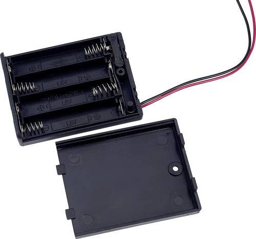 TRU COMPONENTS SBH441AS Batteriehalter für 4x Micro AAA Batterien mit Kabel in Schwarz - Bild 1