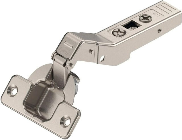 Blum Clip Top Winkelscharnier 45 Grad Halbaufschlagend mit Feder und Schrauben in Nickeloptik - Bild 1