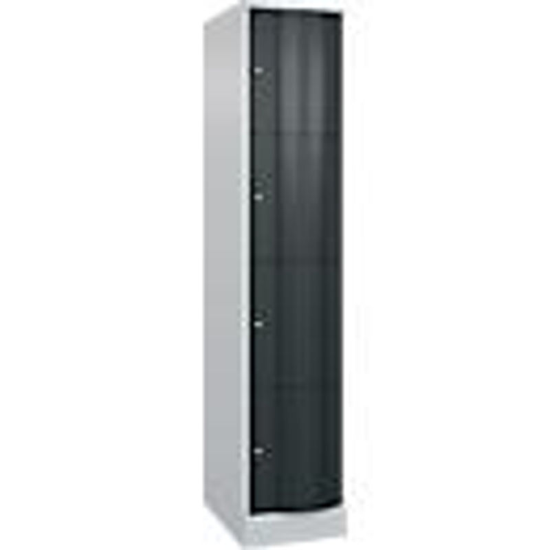 C+P Schließfachschrank Resisto mit 4 Fächern und 1 Abteil, Stahl, Lichtgrau/Anthrazitgrau, B/T/H: 39,6 x 64,0 x 195,0 cm - Bild 2