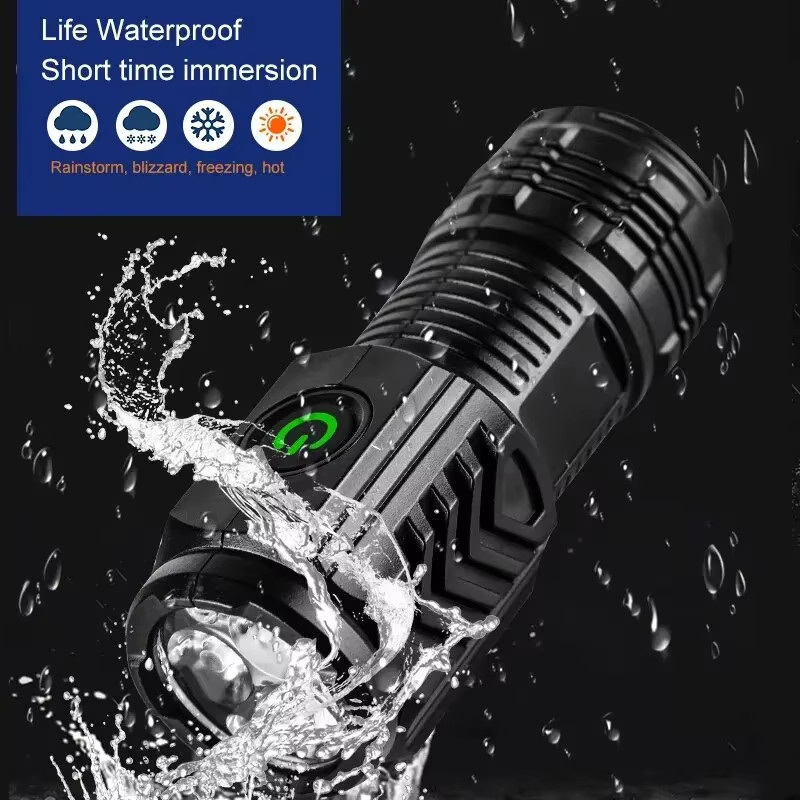 XIWANGFIRE Wiederaufladbare EDC LED-Taschenlampe in Schwarz, wasserdichte Tragbare Taschenlampe für Camping und Wandern - Bild 2