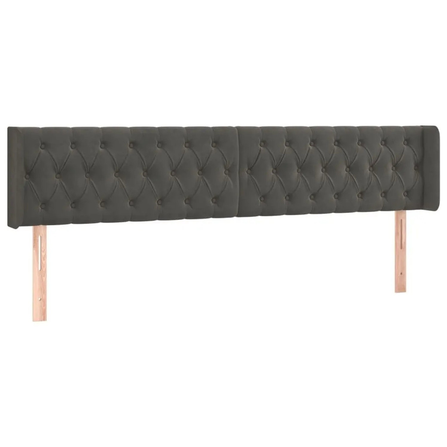 vidaXL Kopfteil mit Ohren aus Samt in Dunkelgrau, B: 203 cm, T: 16 cm, H: 78-88 cm - Bild 2