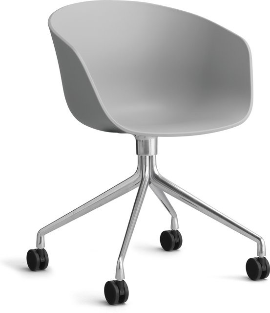 HAY About A Chair AAC 24 Schalenstuhl in Grau mit Stahlgestell und Rollen - Bild 1