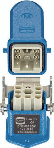 HARTING Steckverbinder-Set 10360070001 in Blau mit 7 Polen plus PE - Bild 1
