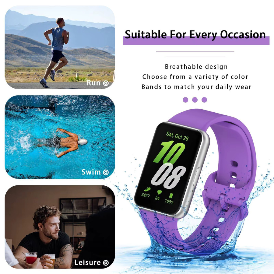 Samsung Uhrenarmband Silikon, Schwarz, Samsung Galaxy Fit 3 - Bild 3