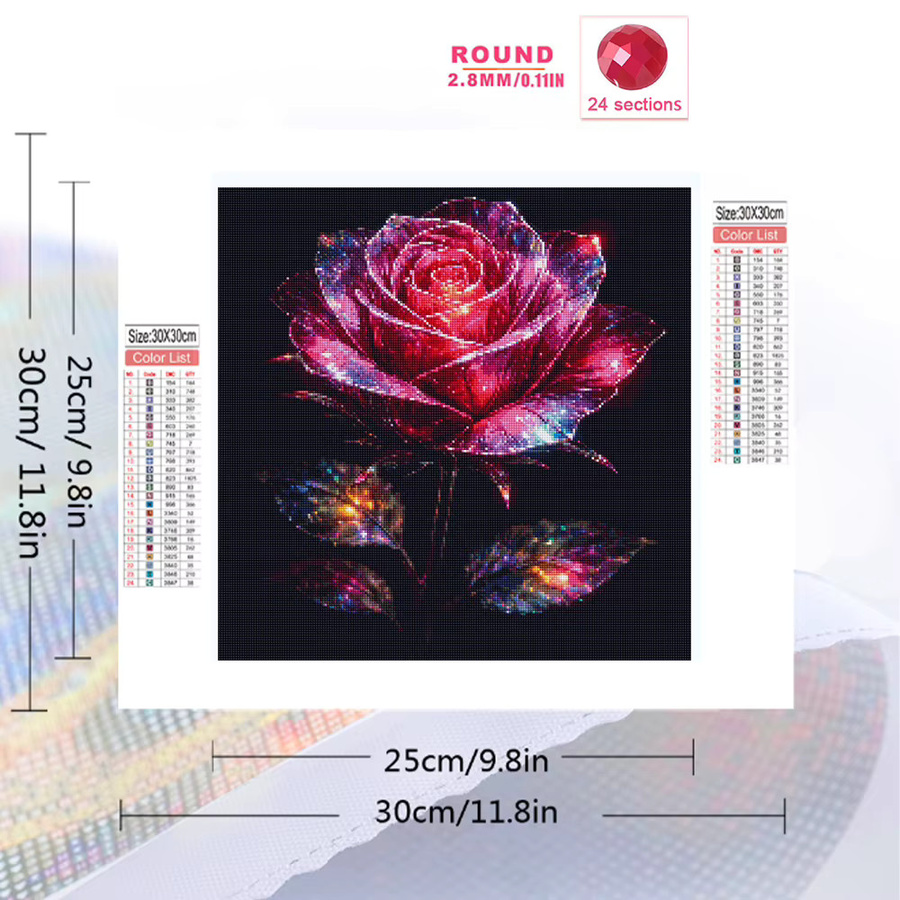 Evershine Diamant-Mosaik Blumenbild Rose DIY Strass-Gemälde mit runden Steinen in Multicolour, B/H: 20 x 20 cm - Bild 2