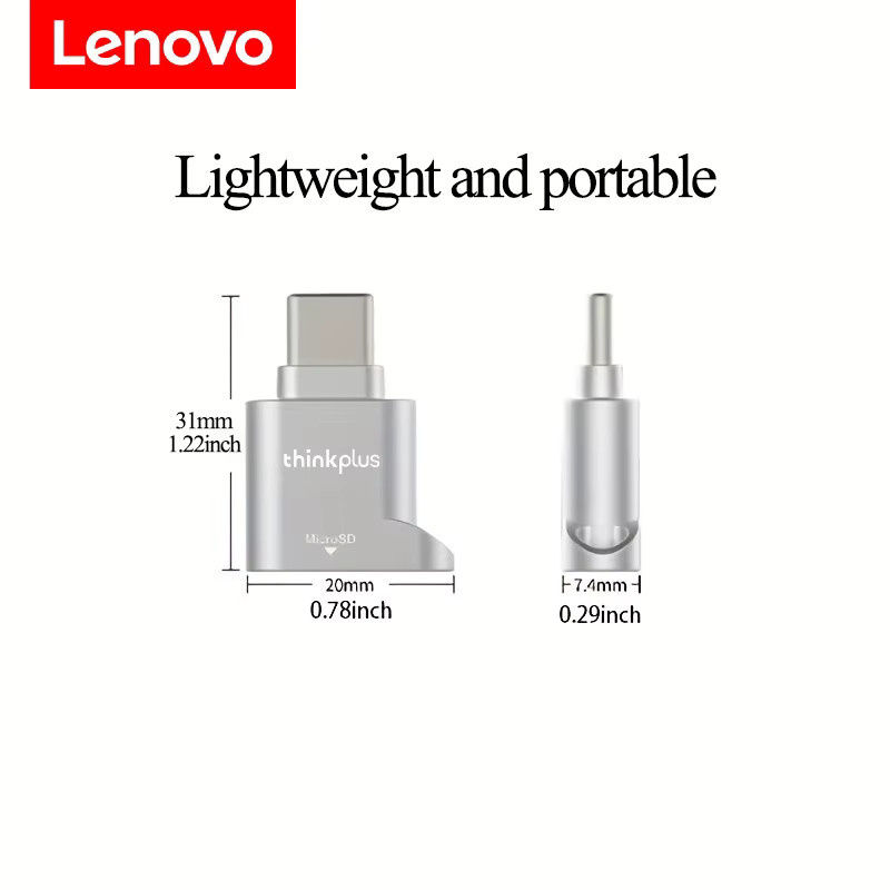 Lenovo D201 Micro-SD-Kartenleser Typ-C in Silber für Laptop und PC - Bild 2