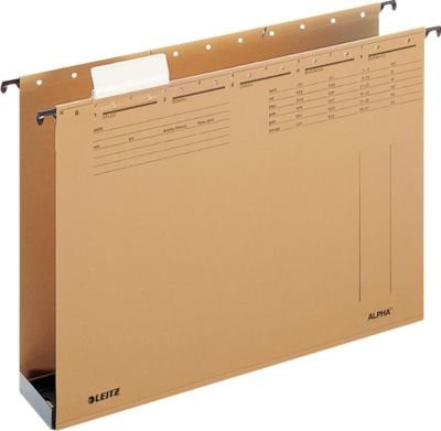 Leitz Alpha Hängesammler 1941 mit Seitenbegrenzung und Kunststoffboden, Naturbraun, 15 Stück - Bild 1